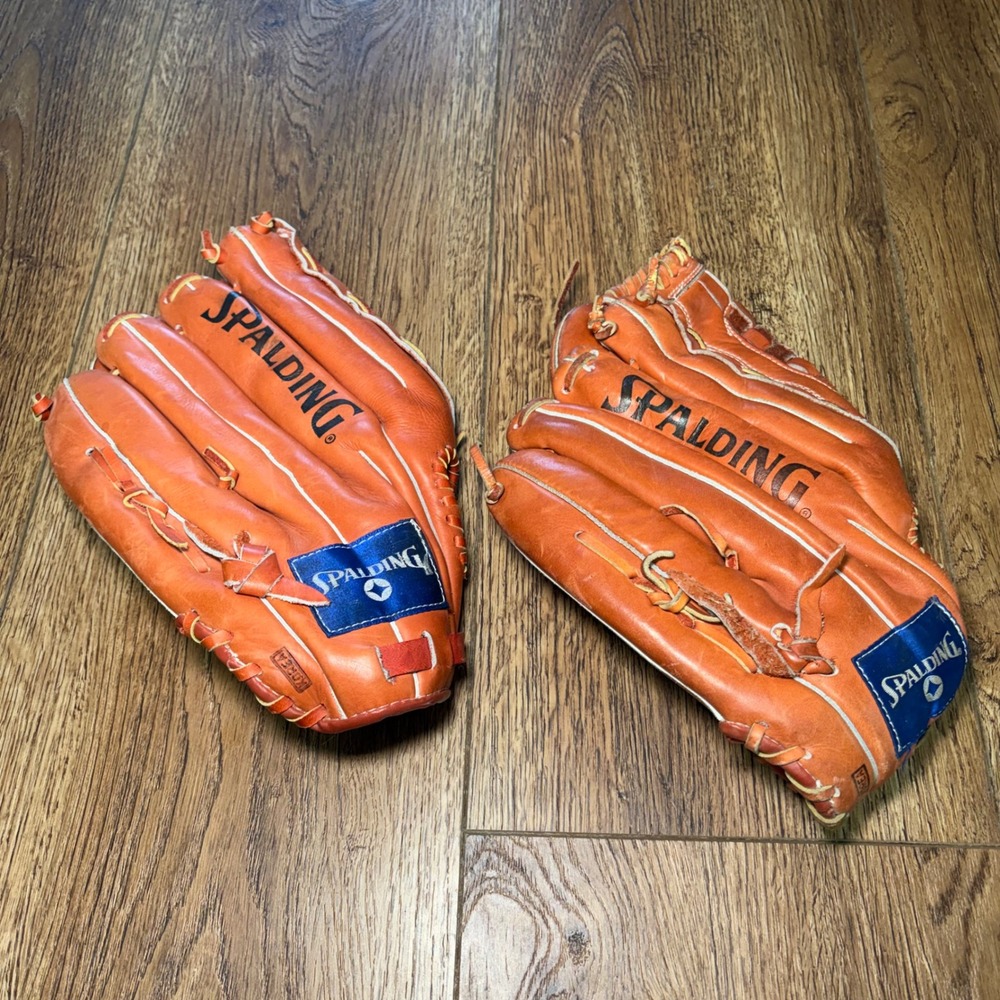 2 VTG Spalding Competition Series Baseball Glove 42-749 Top Grain Leather Tan RH